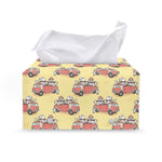 Panda Firefighter And Cat Pattern Print Leather Tissue Box Cover