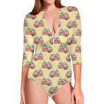 Panda Firefighter And Cat Pattern Print Long Sleeve Swimsuit