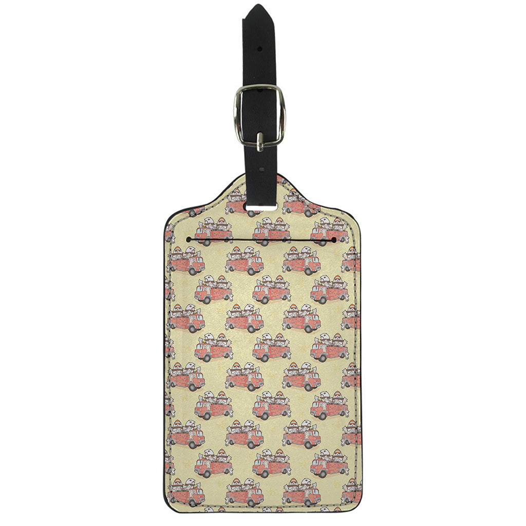 Panda Firefighter And Cat Pattern Print Luggage Tag