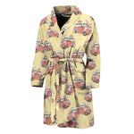 Panda Firefighter And Cat Pattern Print Men's Bathrobe