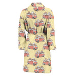 Panda Firefighter And Cat Pattern Print Men's Bathrobe