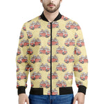 Panda Firefighter And Cat Pattern Print Men's Bomber Jacket