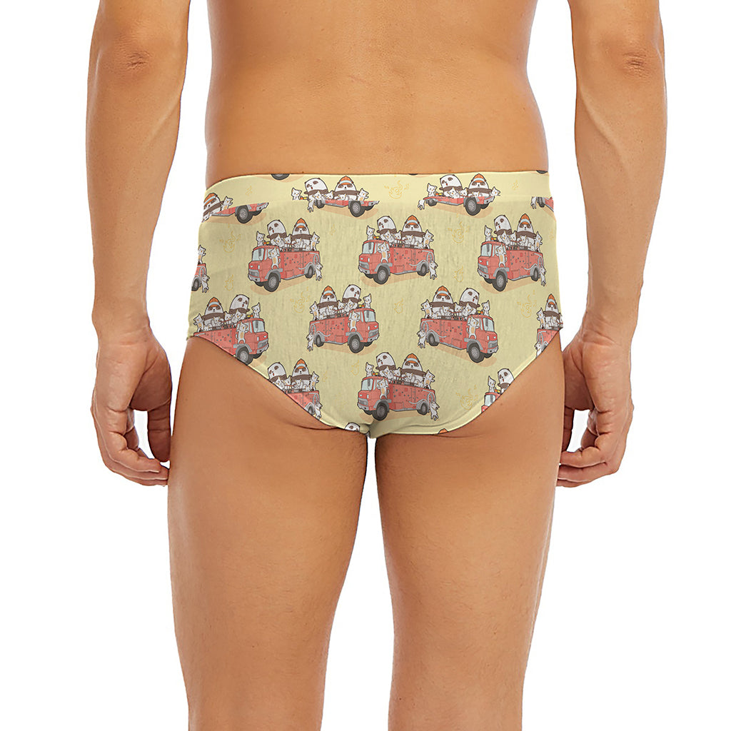 Panda Firefighter And Cat Pattern Print Men's Briefs