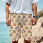 Panda Firefighter And Cat Pattern Print Men's Cargo Shorts