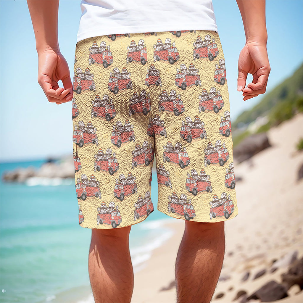 Panda Firefighter And Cat Pattern Print Men's Cargo Shorts