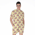 Panda Firefighter And Cat Pattern Print Men's Romper