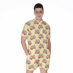 Panda Firefighter And Cat Pattern Print Men's Rompers