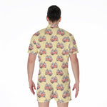 Panda Firefighter And Cat Pattern Print Men's Rompers