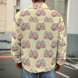 Panda Firefighter And Cat Pattern Print Men's Shirt Jacket