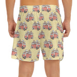 Panda Firefighter And Cat Pattern Print Men's Split Running Shorts