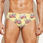 Panda Firefighter And Cat Pattern Print Men's Swim Briefs