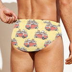 Panda Firefighter And Cat Pattern Print Men's Swim Briefs