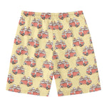 Panda Firefighter And Cat Pattern Print Men's Swim Trunks