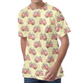 Panda Firefighter And Cat Pattern Print Men's Velvet T-Shirt