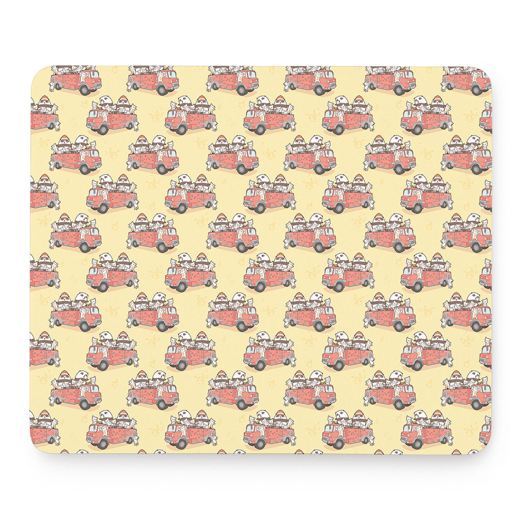 Panda Firefighter And Cat Pattern Print Mouse Pad