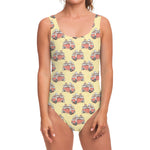 Panda Firefighter And Cat Pattern Print One Piece Swimsuit