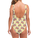 Panda Firefighter And Cat Pattern Print One Piece Swimsuit