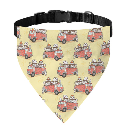 Panda Firefighter And Cat Pattern Print Over The Collar Dog Bandana
