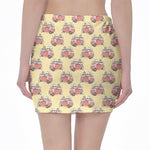 Panda Firefighter And Cat Pattern Print Pencil Mini Skirt