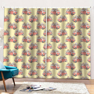 Panda Firefighter And Cat Pattern Print Pencil Pleat Curtains