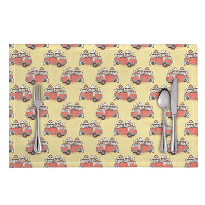 Panda Firefighter And Cat Pattern Print Placemat