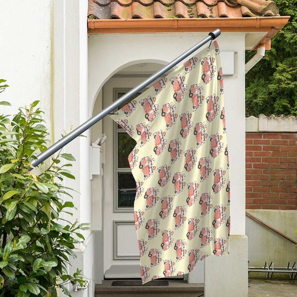 Panda Firefighter And Cat Pattern Print Polyester Flag