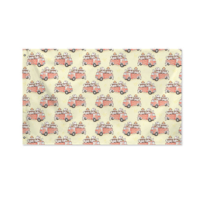 Panda Firefighter And Cat Pattern Print Polyester Flag