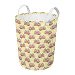 Panda Firefighter And Cat Pattern Print Round Laundry Basket