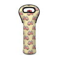 Panda Firefighter And Cat Pattern Print Single Neoprene Wine Tote