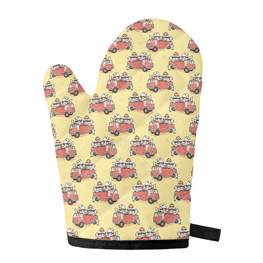 Panda Firefighter And Cat Pattern Print Single Oven Mitt