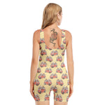 Panda Firefighter And Cat Pattern Print Sleeveless One Piece Swimsuit