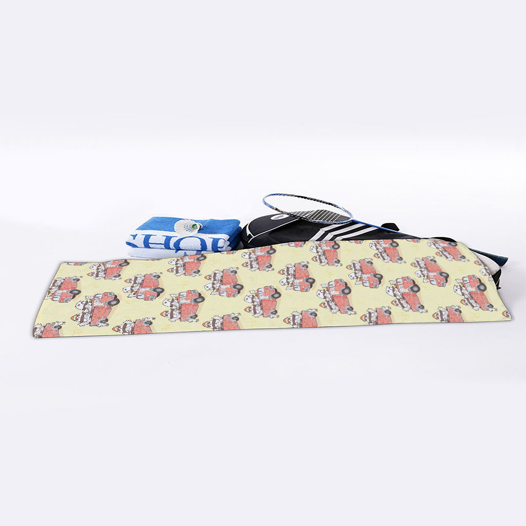 Panda Firefighter And Cat Pattern Print Sports Towel