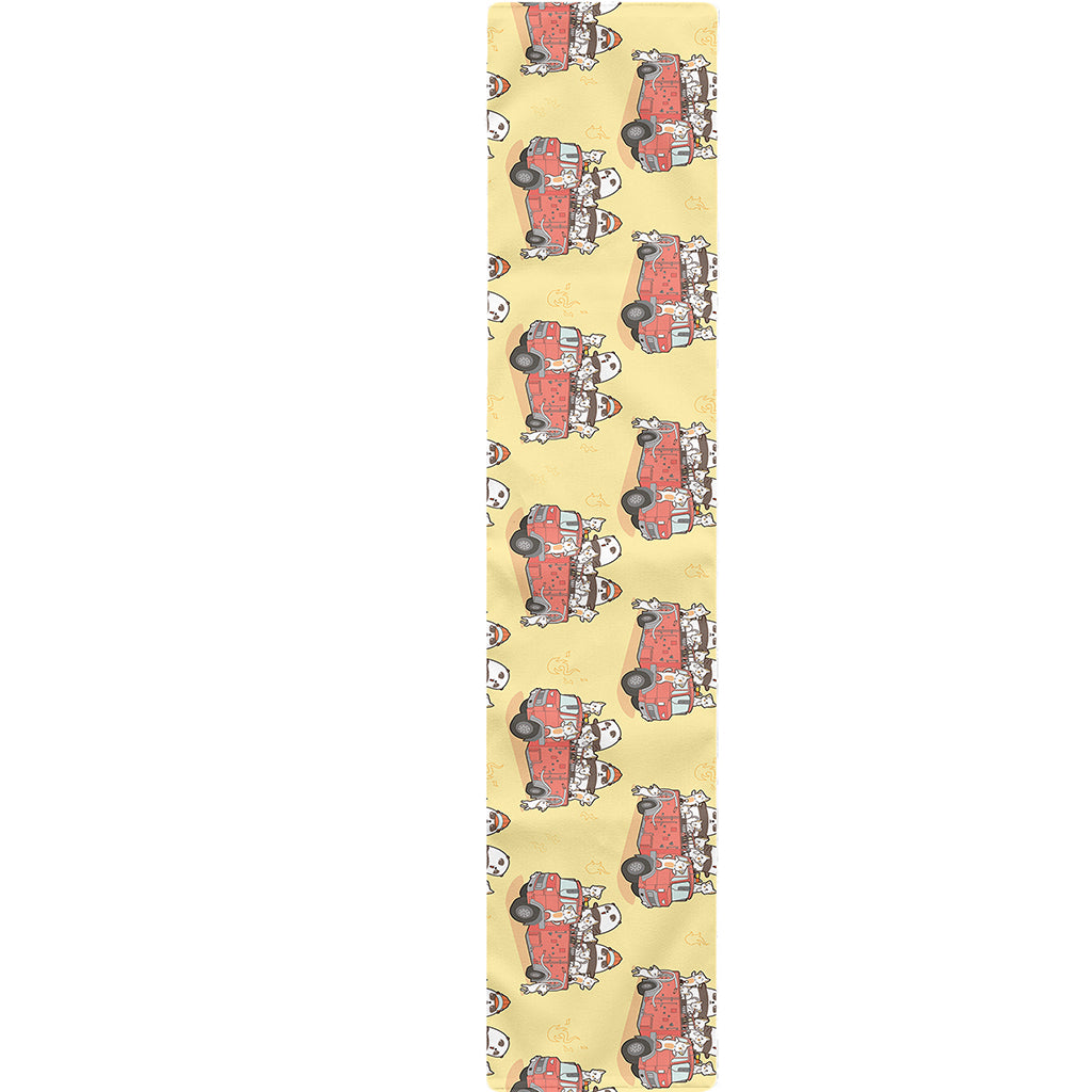 Panda Firefighter And Cat Pattern Print Table Runner