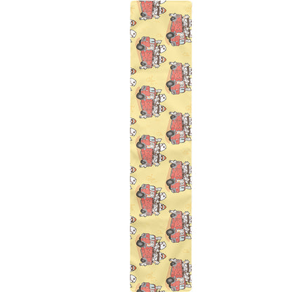 Panda Firefighter And Cat Pattern Print Table Runner