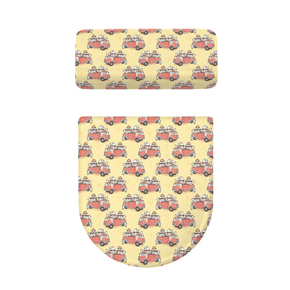 Panda Firefighter And Cat Pattern Print Toilet Lid And Tank Cover Set