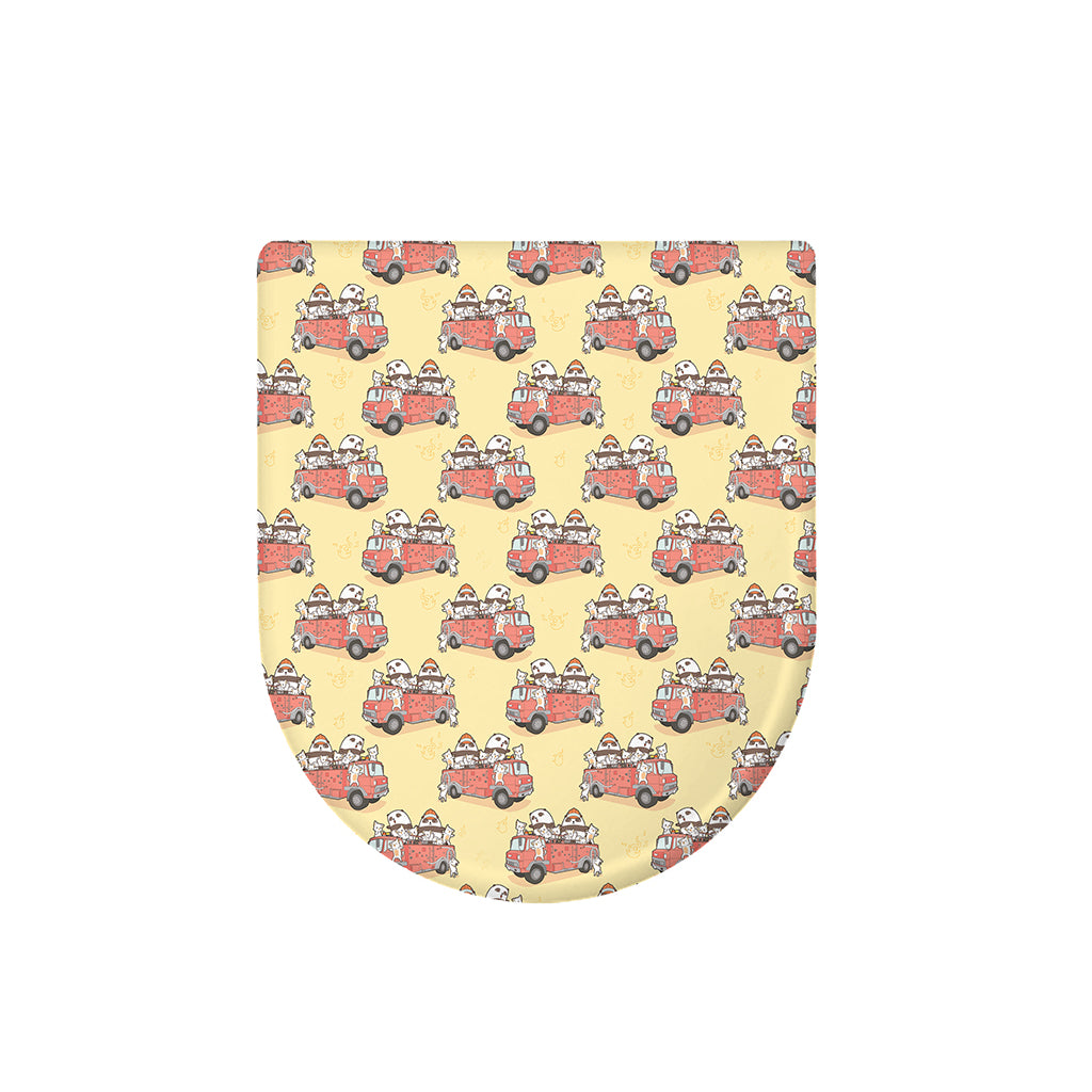 Panda Firefighter And Cat Pattern Print Toilet Lid Cover