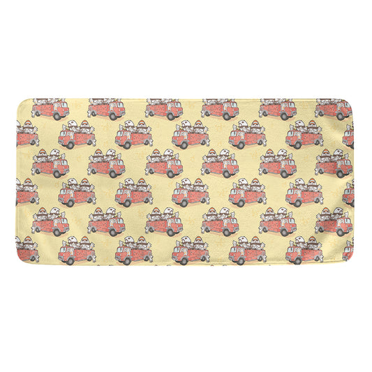 Panda Firefighter And Cat Pattern Print Towel