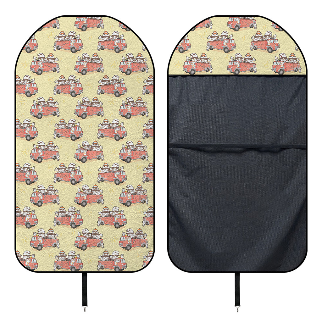 Panda Firefighter And Cat Pattern Print Waterproof Car Seat Cover