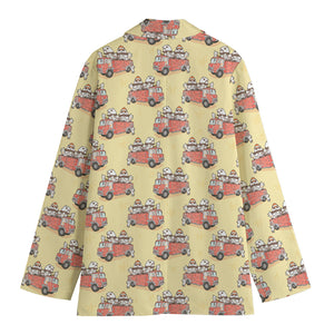 Panda Firefighter And Cat Pattern Print Women's Blazer