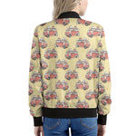 Panda Firefighter And Cat Pattern Print Women's Bomber Jacket