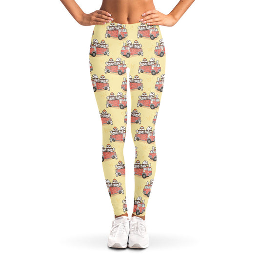 Panda Firefighter And Cat Pattern Print Women's Leggings