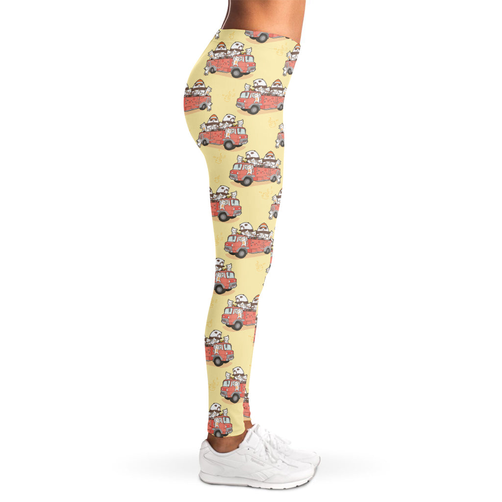 Panda Firefighter And Cat Pattern Print Women's Leggings