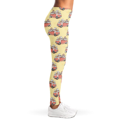 Panda Firefighter And Cat Pattern Print Women's Leggings