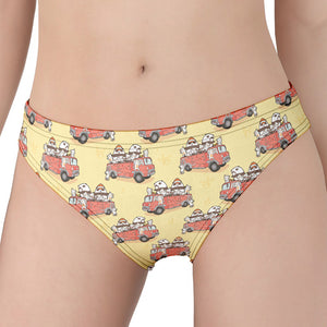 Panda Firefighter And Cat Pattern Print Women's Panties