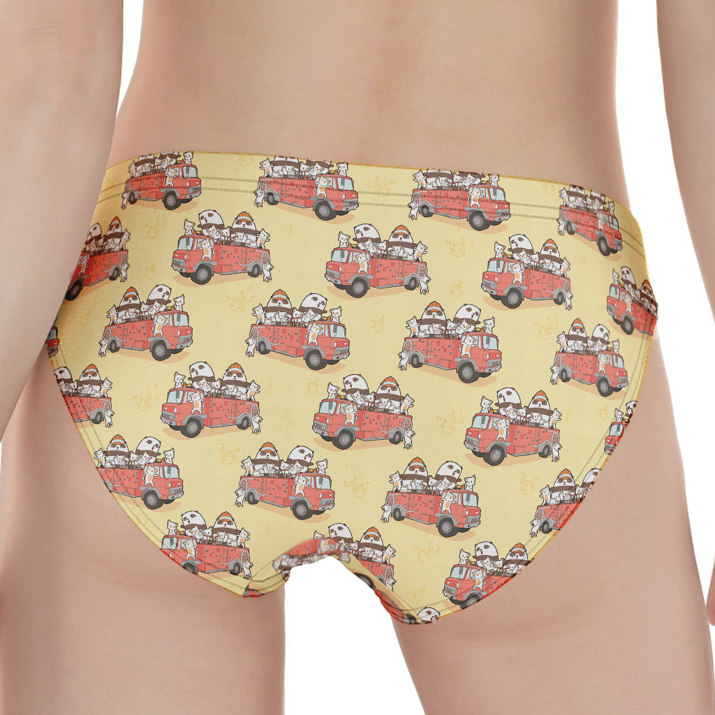 Panda Firefighter And Cat Pattern Print Women's Panties