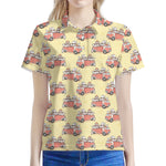 Panda Firefighter And Cat Pattern Print Women's Polo Shirt