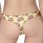 Panda Firefighter And Cat Pattern Print Women's Thong