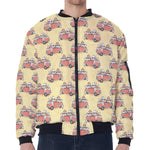 Panda Firefighter And Cat Pattern Print Zip Sleeve Bomber Jacket