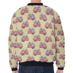 Panda Firefighter And Cat Pattern Print Zip Sleeve Bomber Jacket