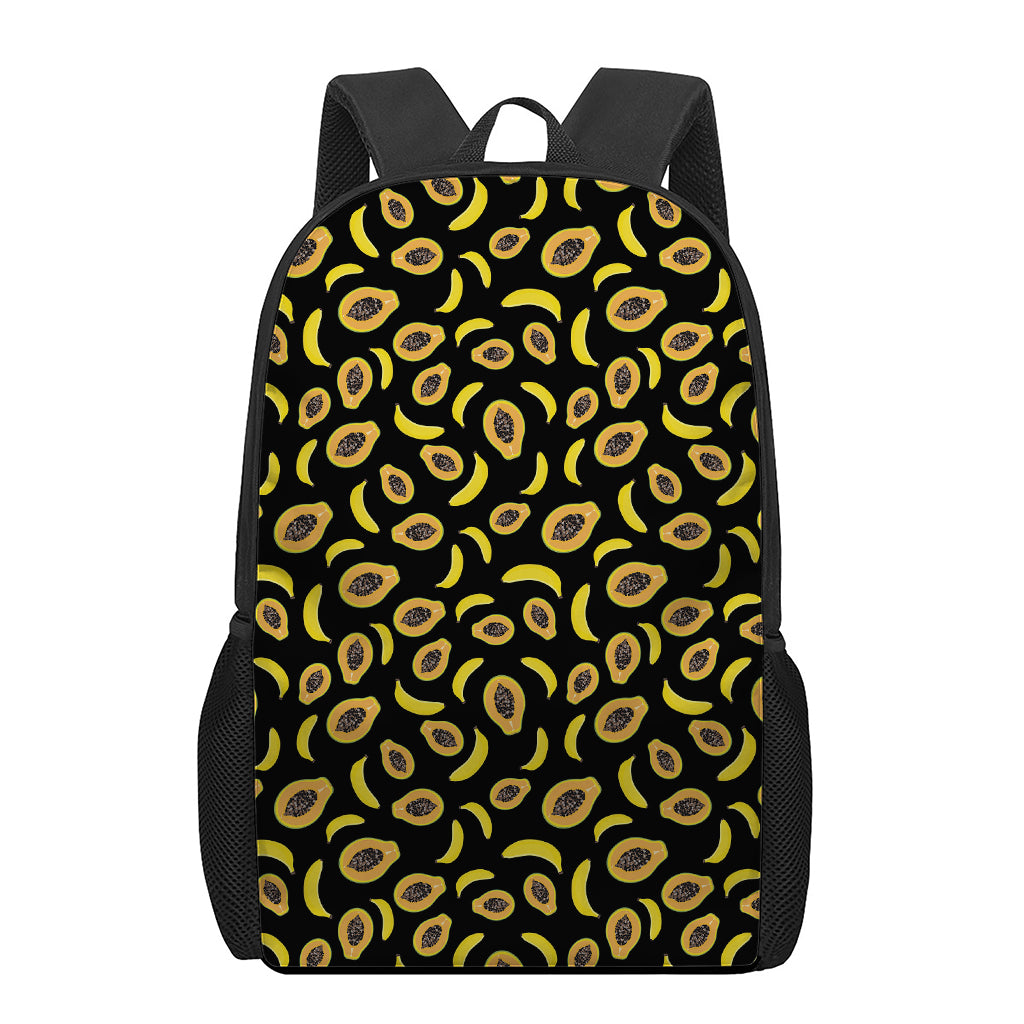 Papaya And Banana Pattern Print 17 Inch Backpack